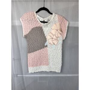 Vintage 80s Margules SM textured knit sleeveless sweater pearl coquette angelic